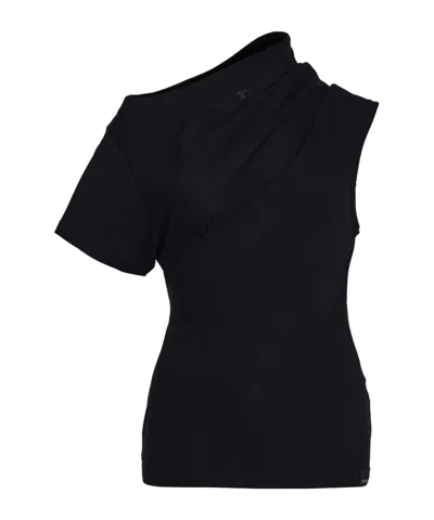 Courrèges Twits Asymetrical T-shirt In Black