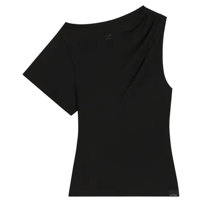 Courrèges Twits Asymetrical T-shirt In Black