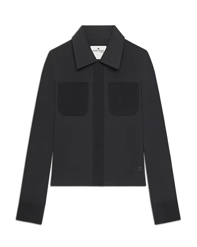 Courrèges Two Pocket Voile Long Sleeve Shirt In Black
