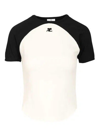 COURRÈGES TWO-TONE COTTON T-SHIRT