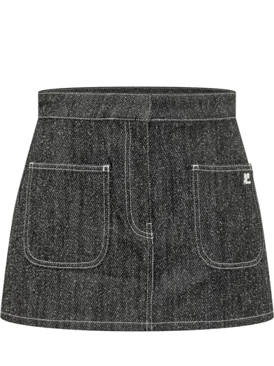 Courrèges Courreges Two-pocket Denim Mini Skirt In Black