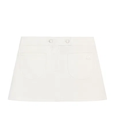 Courrèges Denim Cotton Stretch Mini Skirt In White
