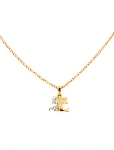 Pre-owned Courrèges Two-tone Crystal Ac Pendant Necklace, 18" In Transparent