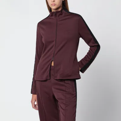 Courrèges Courreges Two-tone Zip-up Mini Sweatshirt In Burgundy