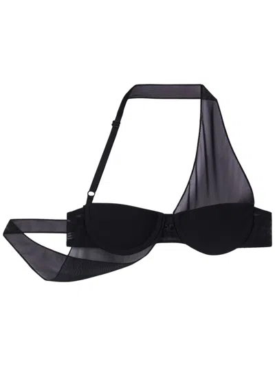 Courrèges Undressed Crepe Cropped Top In Black