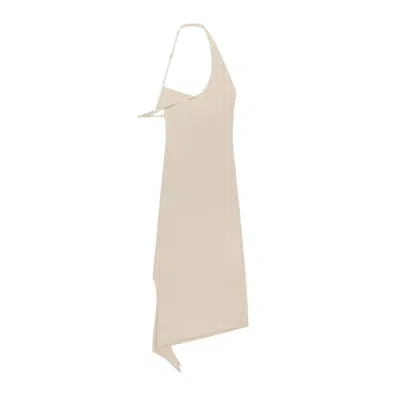 Courrèges Undressed Crepe Jersey Long Dress In Neutral