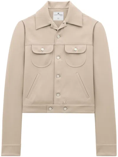 Courrèges Signature Twill Trucker Jacket Clothing In Beige