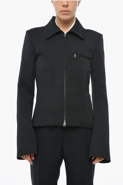 Courrèges Unlined Full-zip Jacket In Black