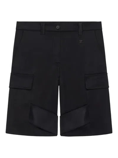 Courrèges Utility Chaps Satin Shorts In Black