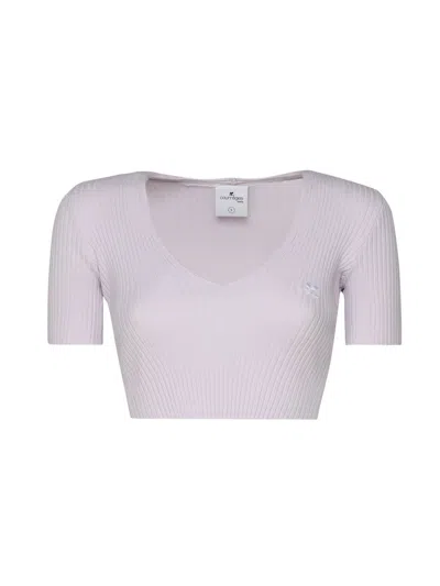 Courrèges Crop Top In Cotton In Grey