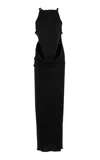 Courrèges V-line Draped Crepe Midi Dress In Black