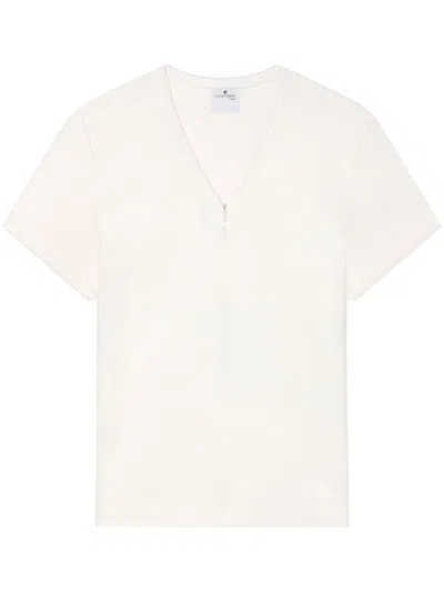 Courrèges T-shirt Mit V-ausschnitt In Weiss
