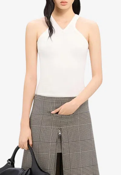 Courrèges V-neck Logo Tank Top In White