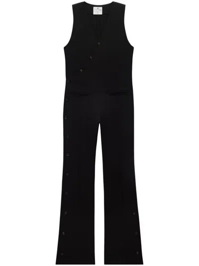 Courrèges V-neck Tailored Jumpsuit In ブラック