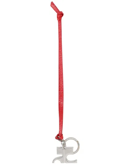 Courrèges Courreges Varnished Cow Leather Mini Key Holder In Red