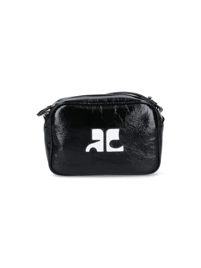 COURRÈGES COURRÈGES VARNISHED LEATHER CROSSBODY BAG WITH LOGO DETAIL