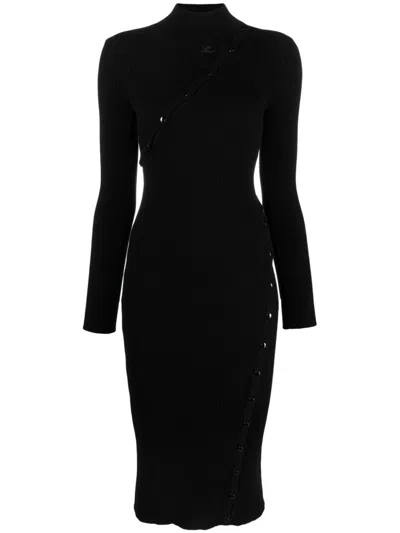 Courrèges Versatile Rib Knit Dress For Women In Black