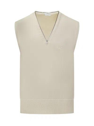 Courrèges Vest With Logo In Natural