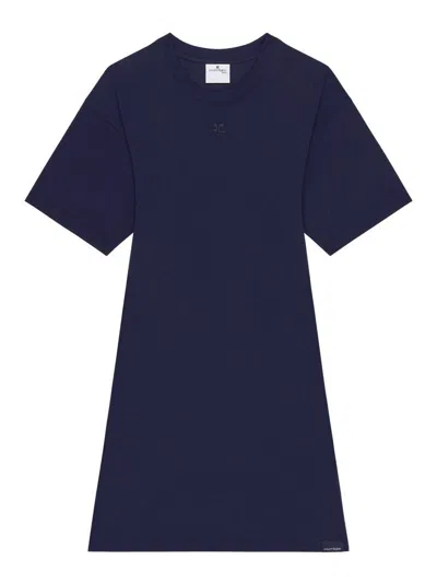 Courrèges Mini Dress Ac Cotton In Blue
