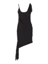 Courrèges Knot Asymmetric Midi Dress In Negro