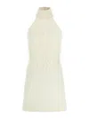 Courrèges Halter Neck Sleeveless Mini Dress With Feathers In White