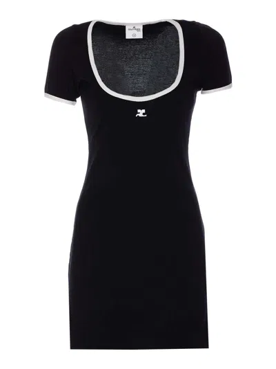 Courrèges Holistic Contrast Dress In Black