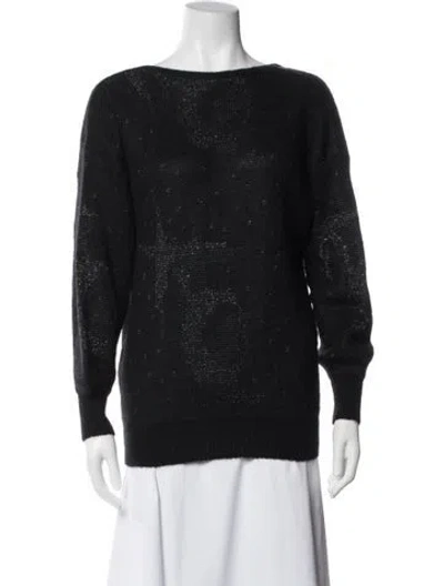 Pre-owned Courrèges Vintage Bateau Neckline Sweater In Black/metallic