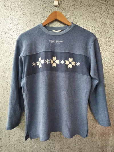 Pre-owned Courrèges Vintage Courreges Sweatshirt Made In Japan In Blue