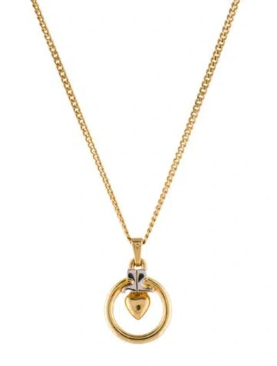 Pre-owned Courrèges Vintage Heart Pendant Necklace, 18" In Multi