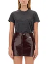 Courrèges Fitted Burgundy Mini Skirt With Shiny Finish In Grey