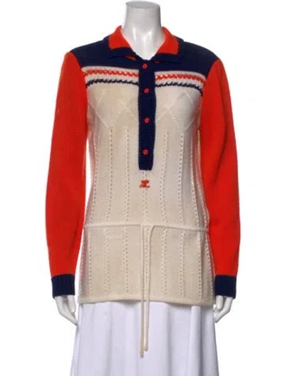 Pre-owned Courrèges Vintage Late 1960's - Early 1970's Sweater In Orange