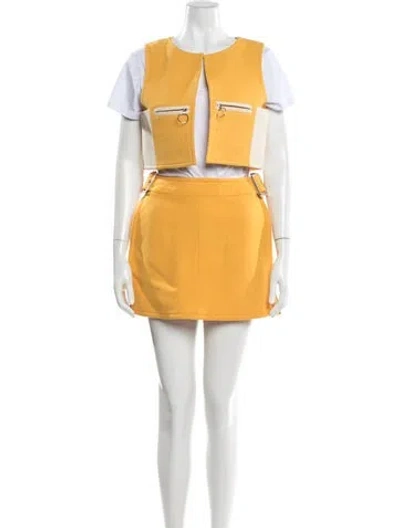 Pre-owned Courrèges Vintage Late 1970's - Early 1980's Skirt Set In Yellow