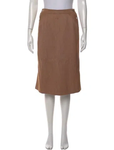 Pre-owned Courrèges Vintage Midi Length Skirt In Brown