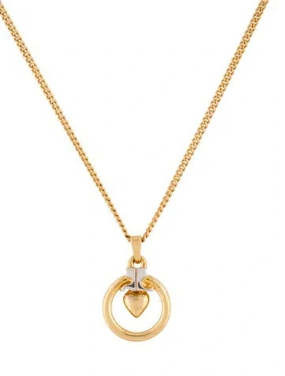 Pre-owned Courrèges Vintage Two Tone Pendant Necklace, 19" In Multi