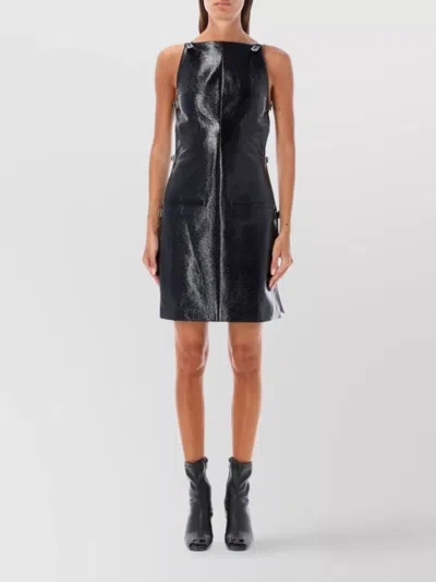 Courrèges Vinyl A Line Dress With Multiple Straps In Black