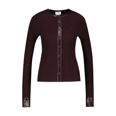 Courrèges Courregès Vinyl And Knit Cardigan In Burgundy