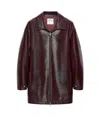 Courrèges Shiny Bomber Jacket Belted Waist In Burgundy