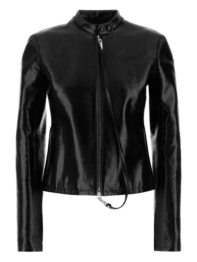 Courrèges Vinyl Biker Jacket In Black