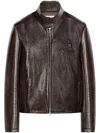 Courrèges Vinyl Biker Jacket In Brown
