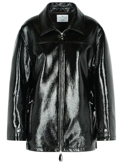 Courrèges Coated Cotton-blend Jacket In Black