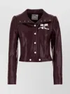 Courrèges Vinyl Blazer With Collared Neck And Long Sleeves In Burgundy