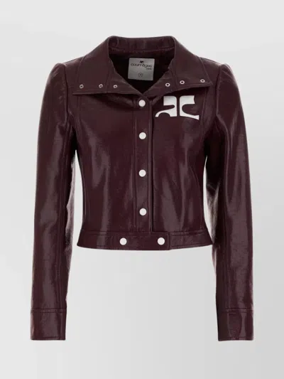 COURRÈGES VINYL BLAZER WITH COLLARED NECK AND LONG SLEEVES