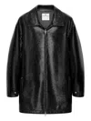 Courrèges Long Vinyl Bomber Jacket With Belted Waist In Black