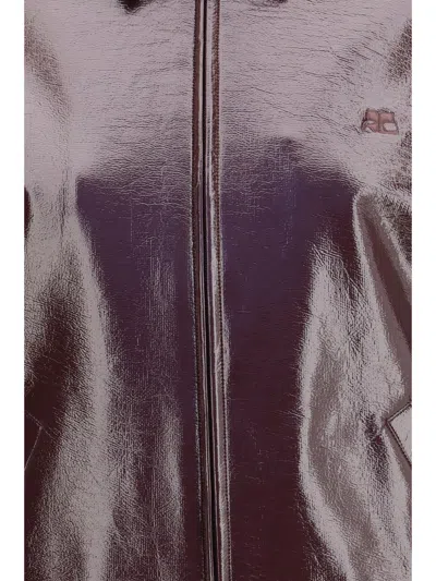 Courrèges Vinyl Bomber Jacket In Burgundy