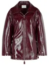 Courrèges Vinyl Burgundy Cotton Blend Jacket In Red