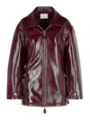 Courrèges Vinyl Burgundy Cotton Blend Jacket In Red