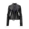 Courrèges Black Cotton Jacket With High Collar And Zip In Black
