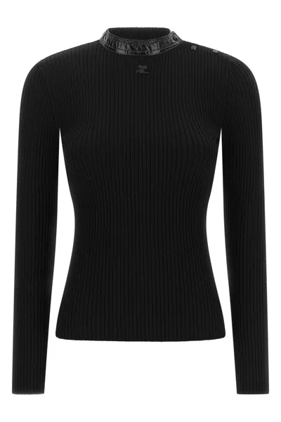 Courrèges Vinyl Collar Sweater In Black