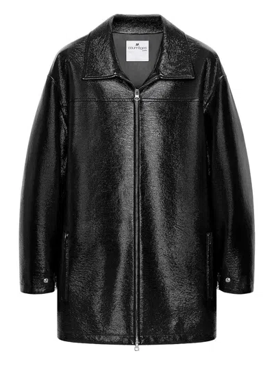 Courrèges Vinyl Cotton Blend Jacket In Black