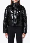 Courrèges Vinyl Bomber Jacket With Contrasting Embroidered Ac Logo In Black